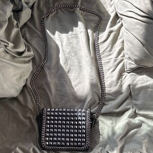 Zara Black Studded Crossbody Bag with Chain